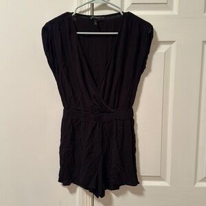 White House black market plunge neckline‎ short sleeve romper